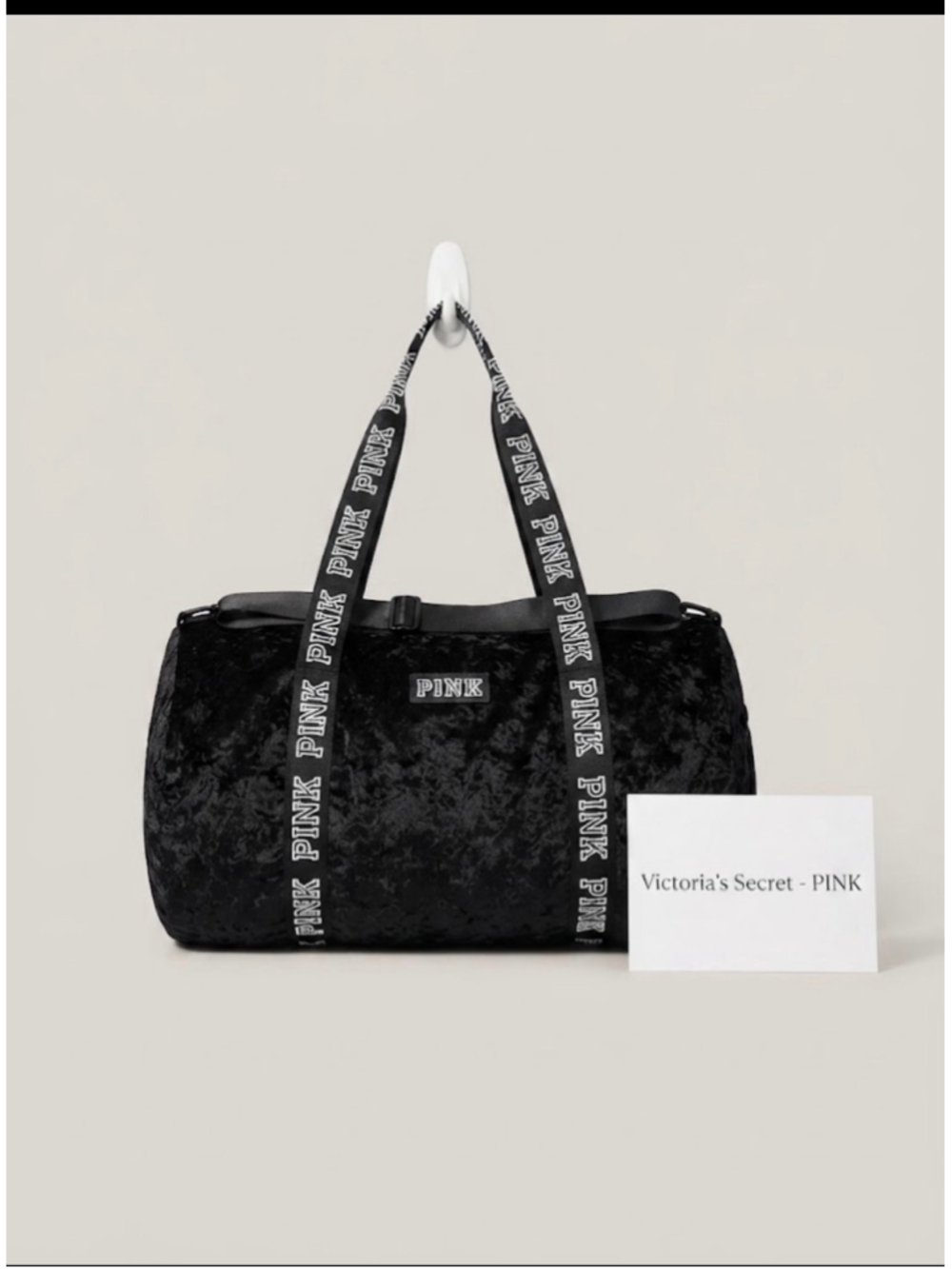 Victoria's Secret PINK Black Velvet Duffle Bag One Size